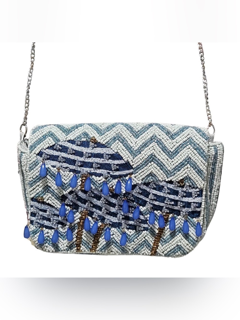 NWT Handcrafted in India Seed Bead Umbrella Crossbody Purse